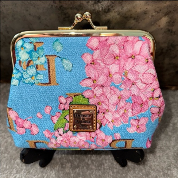 Dooney & Bourke Monogram Large Framed Hydrangea Kisslock Coin Purse